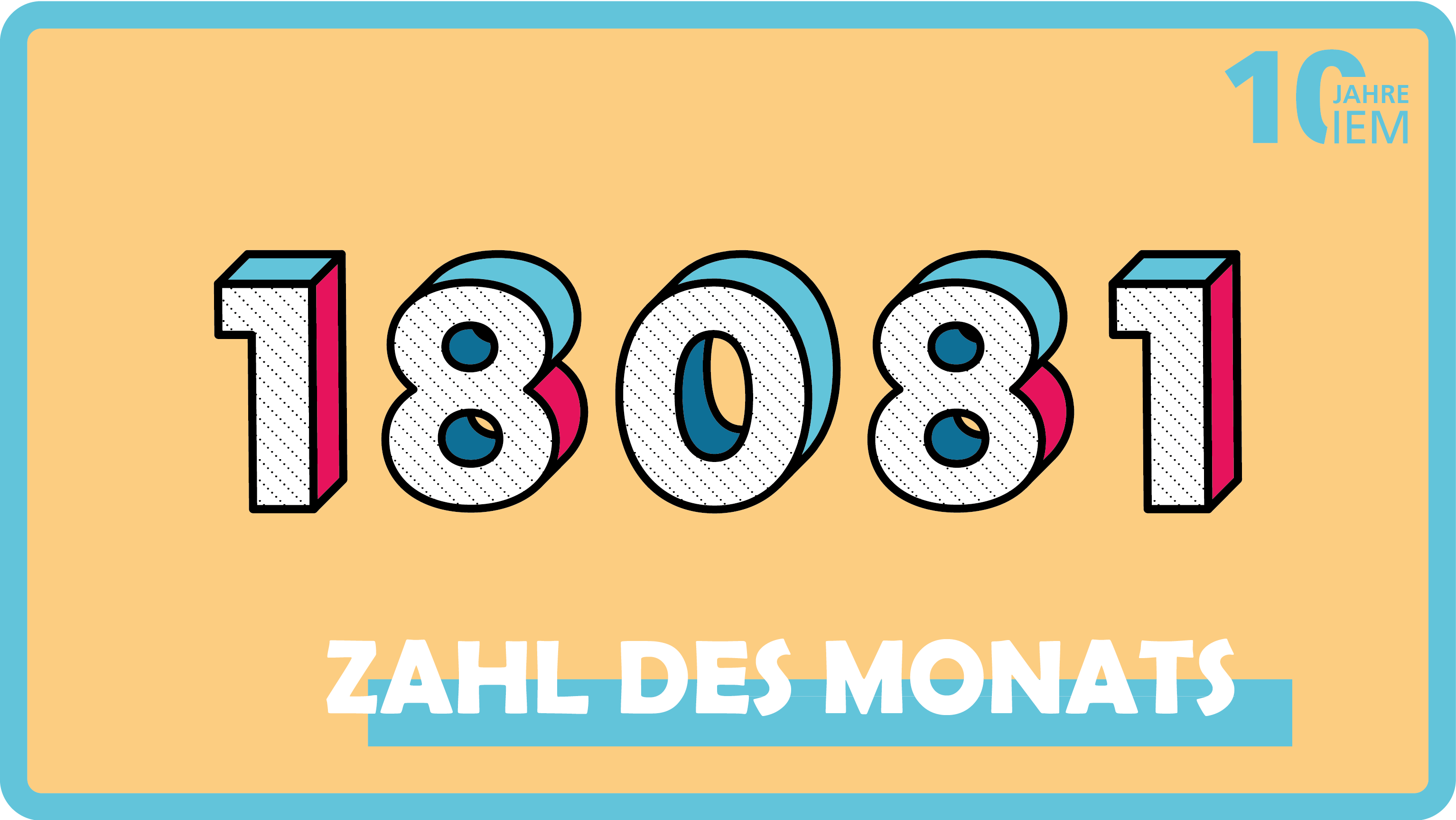 Gelber Hintergrund, auf dem die Zahl 18081 in Pop Art Typografie abgebildet ist.