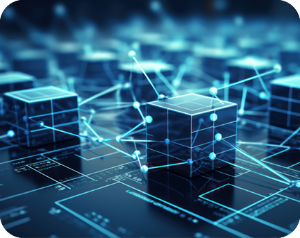 Eine digitale Darstellung von miteinander verbundenen Blöcken, die das Konzept von Datenbanken oder Netzwerken symbolisieren.