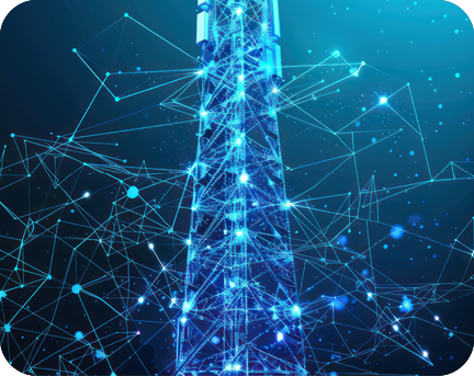 Abstrakter Turm in blau.