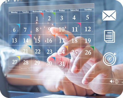 Kalender im Simulationsstil. 