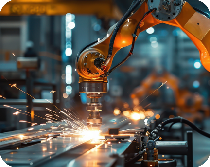 Schweißrobotik am arbeiten.