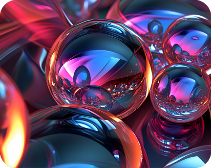 Bunte Bälle in einer Glas/Neon-Optik. 