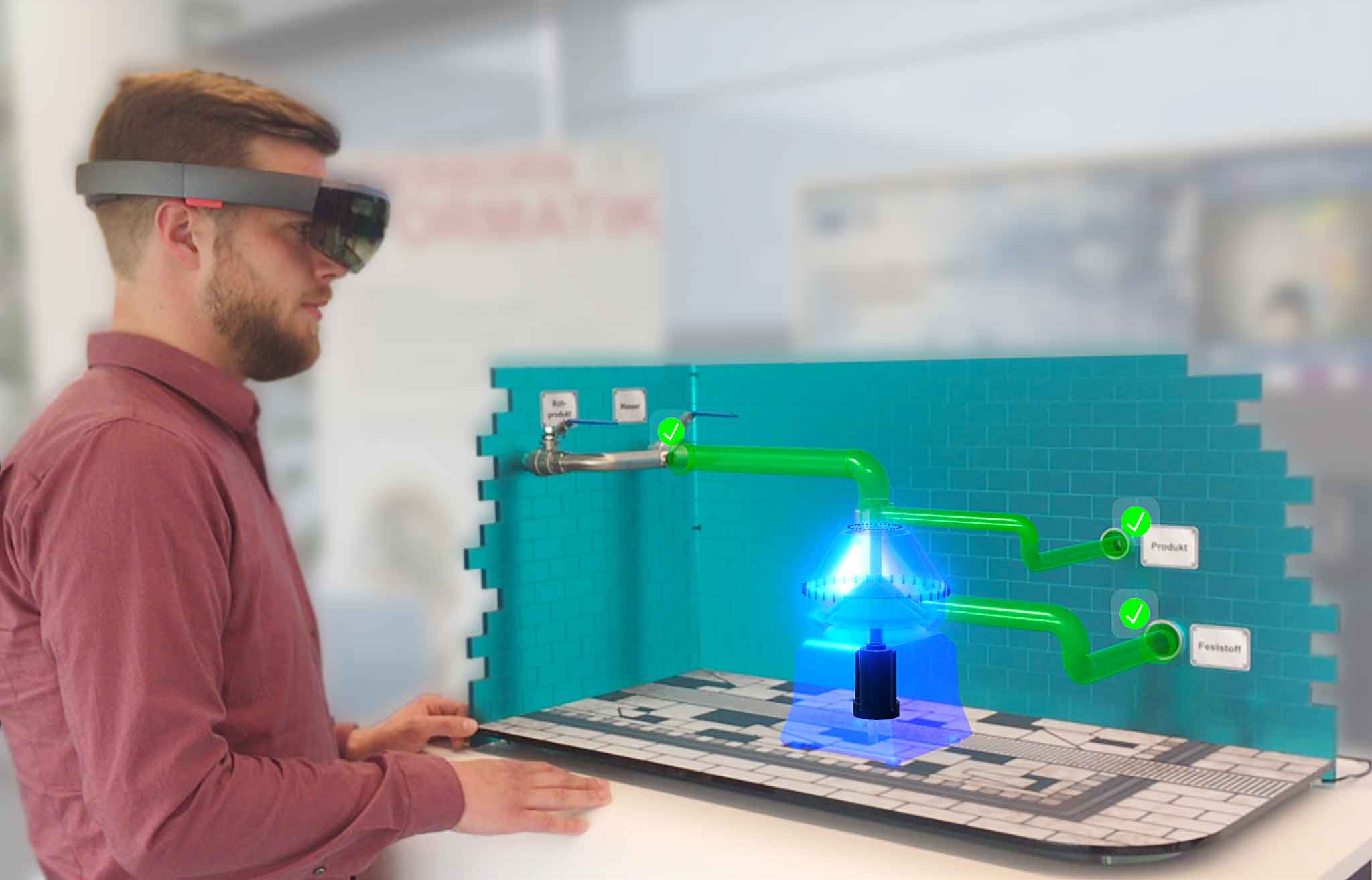 AR in der Entwicklung: Ein Prototyp wird virtuell über eine AR-Brille an seinen späteren Einsatzort projiziert.