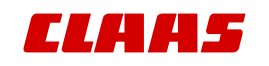 Logo Claas in roter Schrift auf weißem Hintergrund.