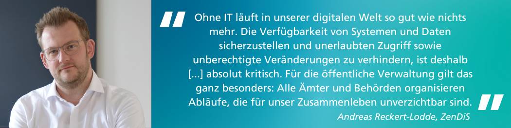 News Open Source Zitat Reckert-Lodde Links Porträt von einem Mann & links ein Zitat
