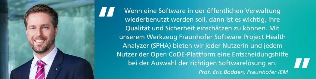 News Open Source Zitat Bodden Links Porträt von einem Mann & rechts ein Zitat