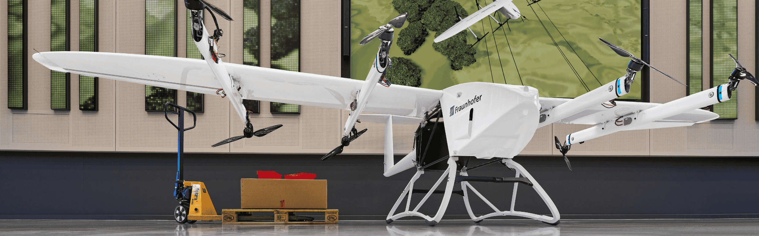 Hybride Flugplattform, die im IoT Xperience Center steht.