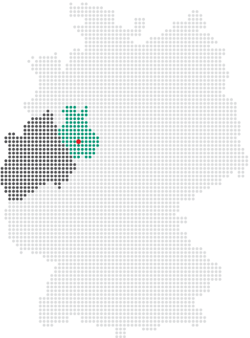 Deutschlandkarte, inder die Region OWL in Nordrhein-Westfalen farbig gekennzeichnet ist